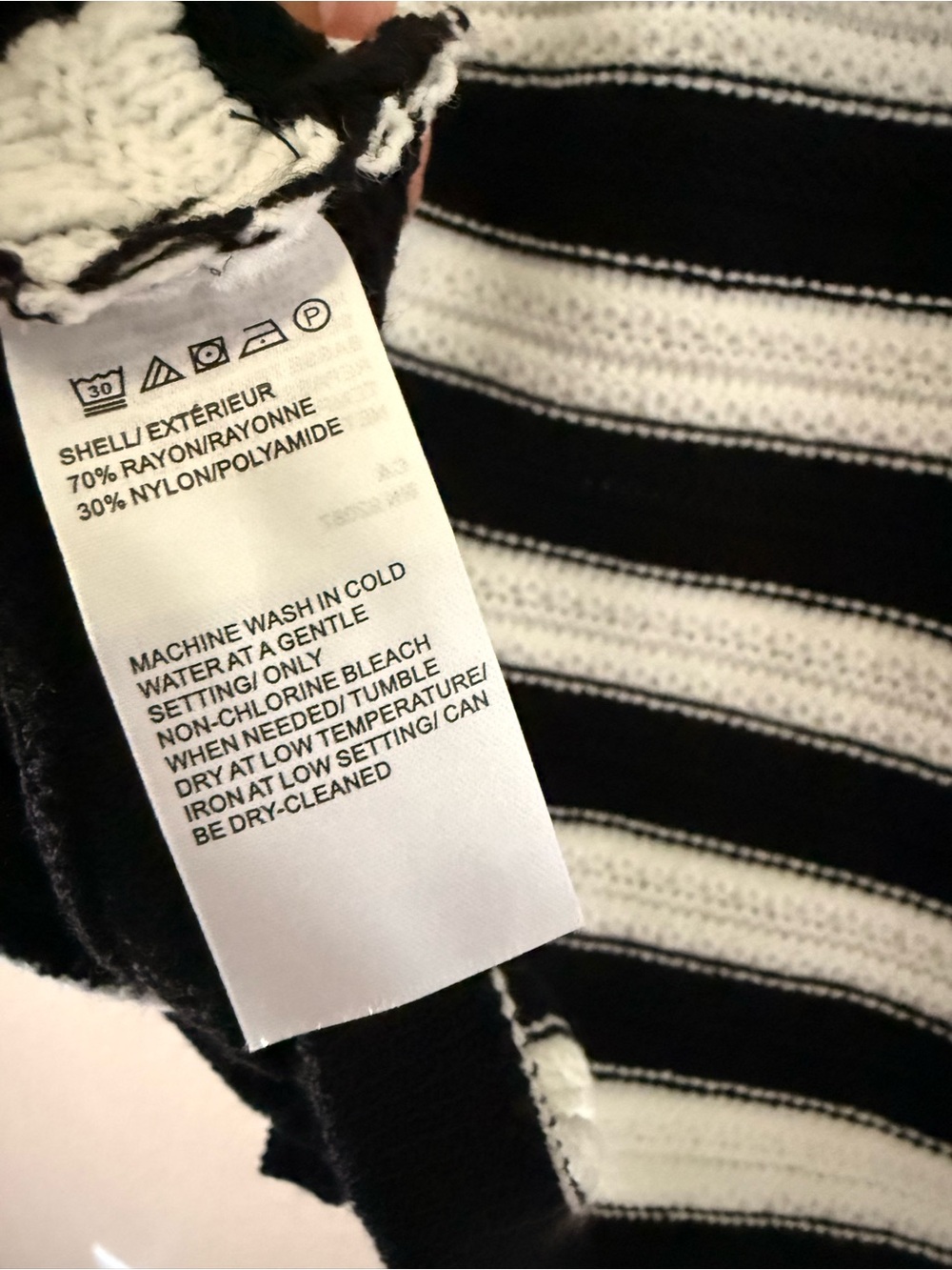 Saks Fifth Avenue Black and White Striped Knit Cardigan - Picture 5 of 5